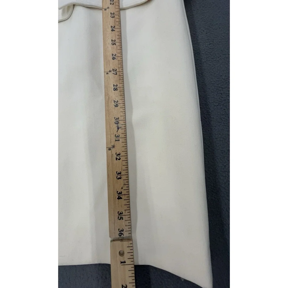 Yigal Azrouel Dress‎ 4 Winter White Cream Wool Silk Lined Leather Stretch Chic